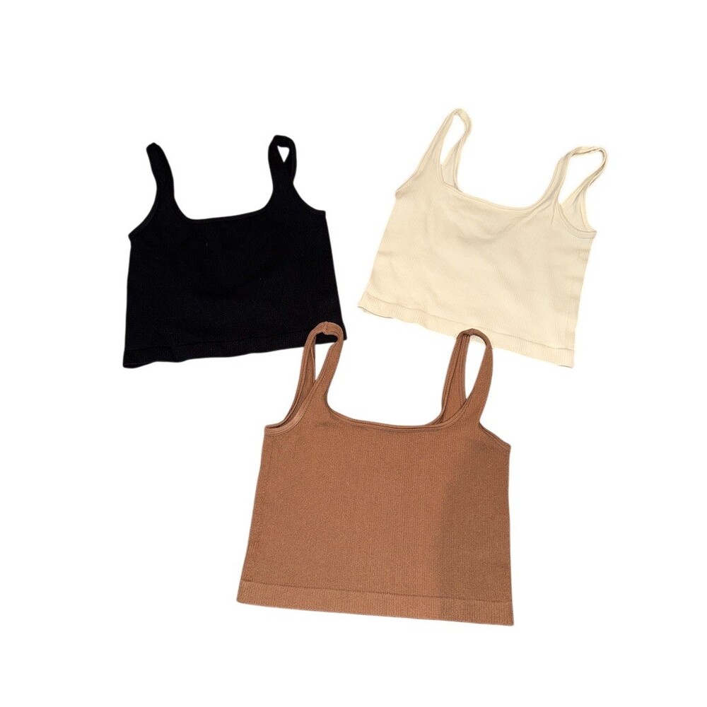 Tank Tops Womens Size S Set of 3 Square Neck Cropped - Picture 2 of 8